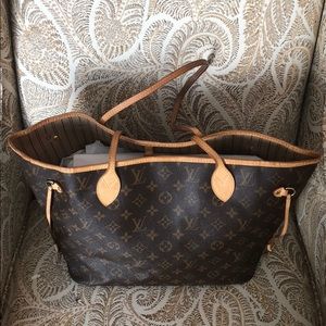 LOUIS VUITTON Brown Neverfull MM Monogram Canvas